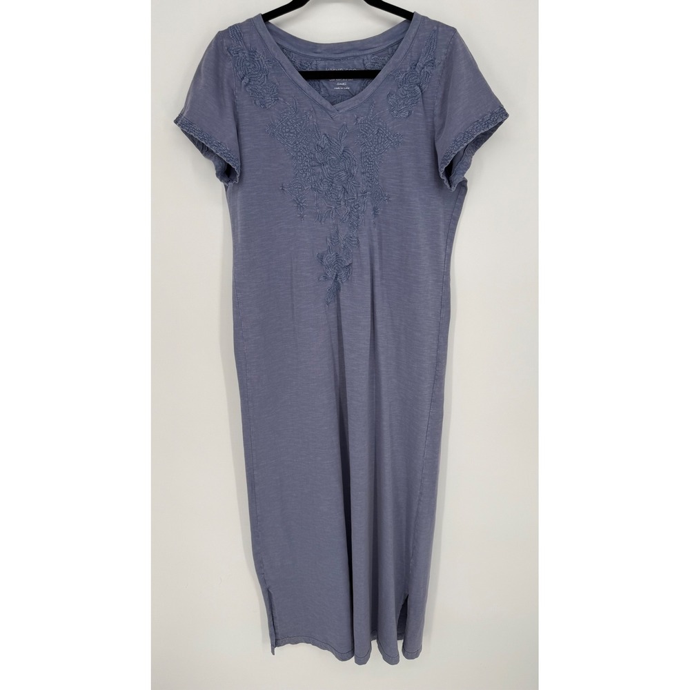 KARYN SEO USA DESIGNED EMBROIDERED BLUE MAXI DRESS SMALL